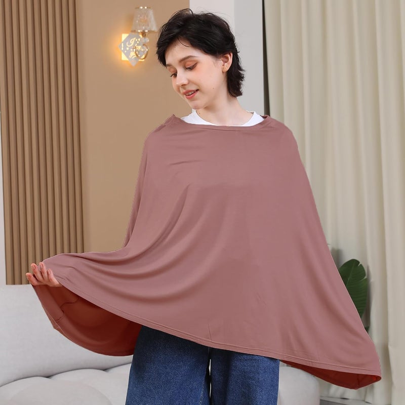 SEJOY Multi-use Nursing Cover for Breastfeeding, 360°Full Coverage Nursing Poncho, Rayon Soft & Breathable Breastfeeding Cover up (Smooth Rayon, Blush) - Image 2